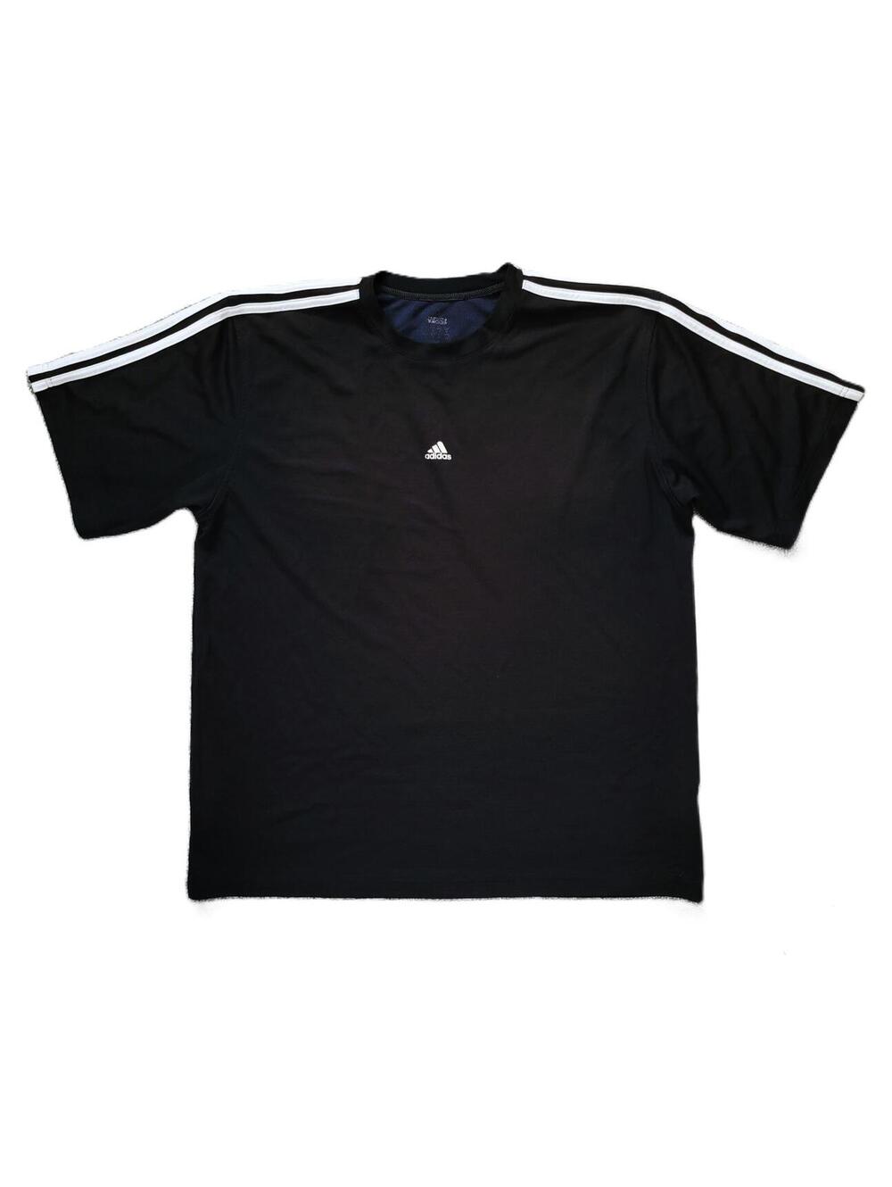 Adidas Men’s Large Athletic T-Shirt Black Short Sleeve 3 Stripe Performance